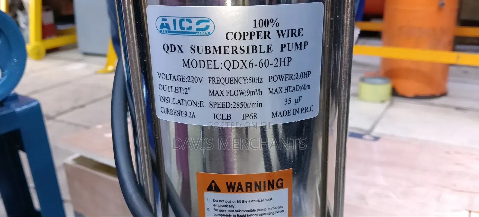 2HP Water Pump AICO QDX6-60 2" Inlet Has High Water Flow Rate