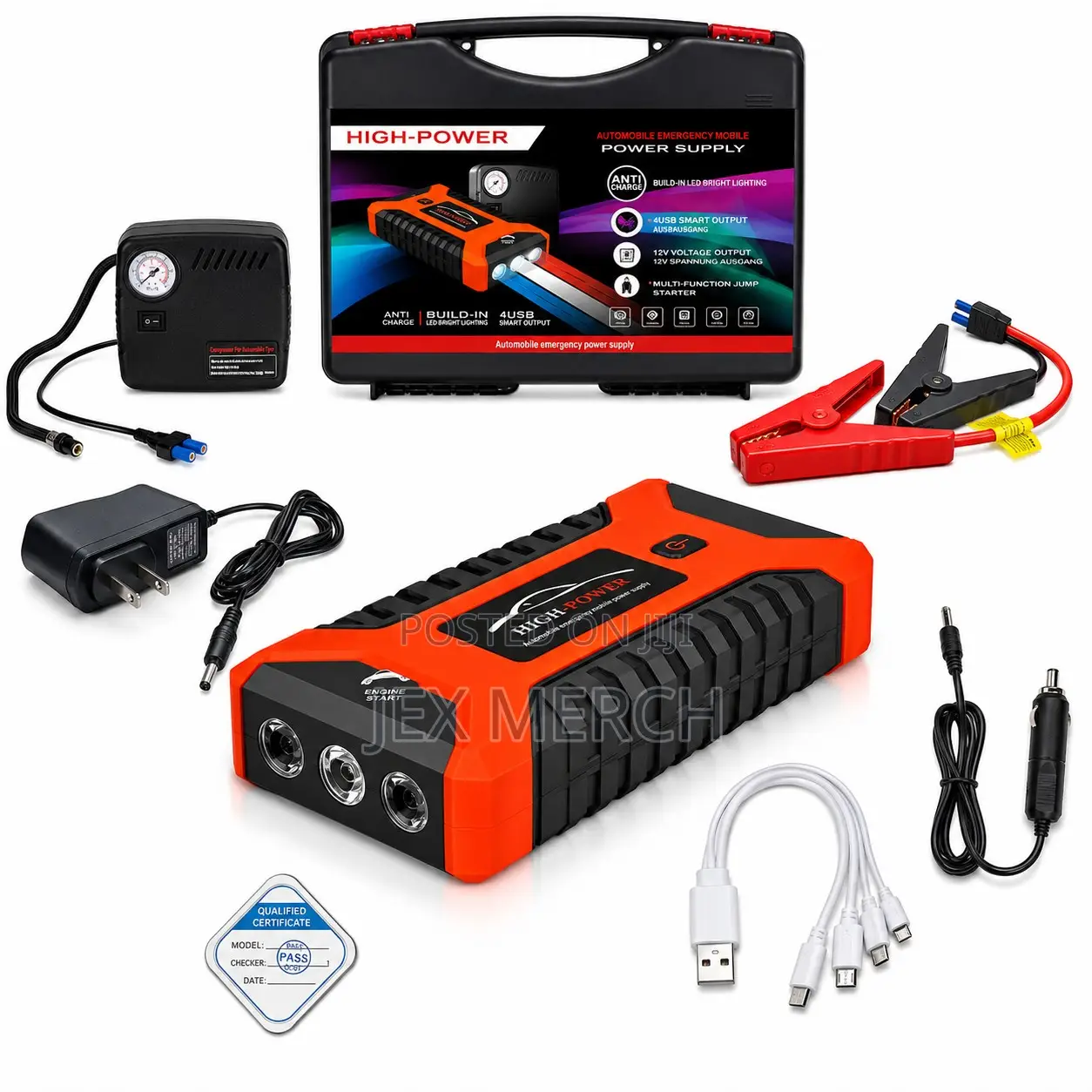 High Power Multi-Function 12V Jump Starter With Air Compressor Pump