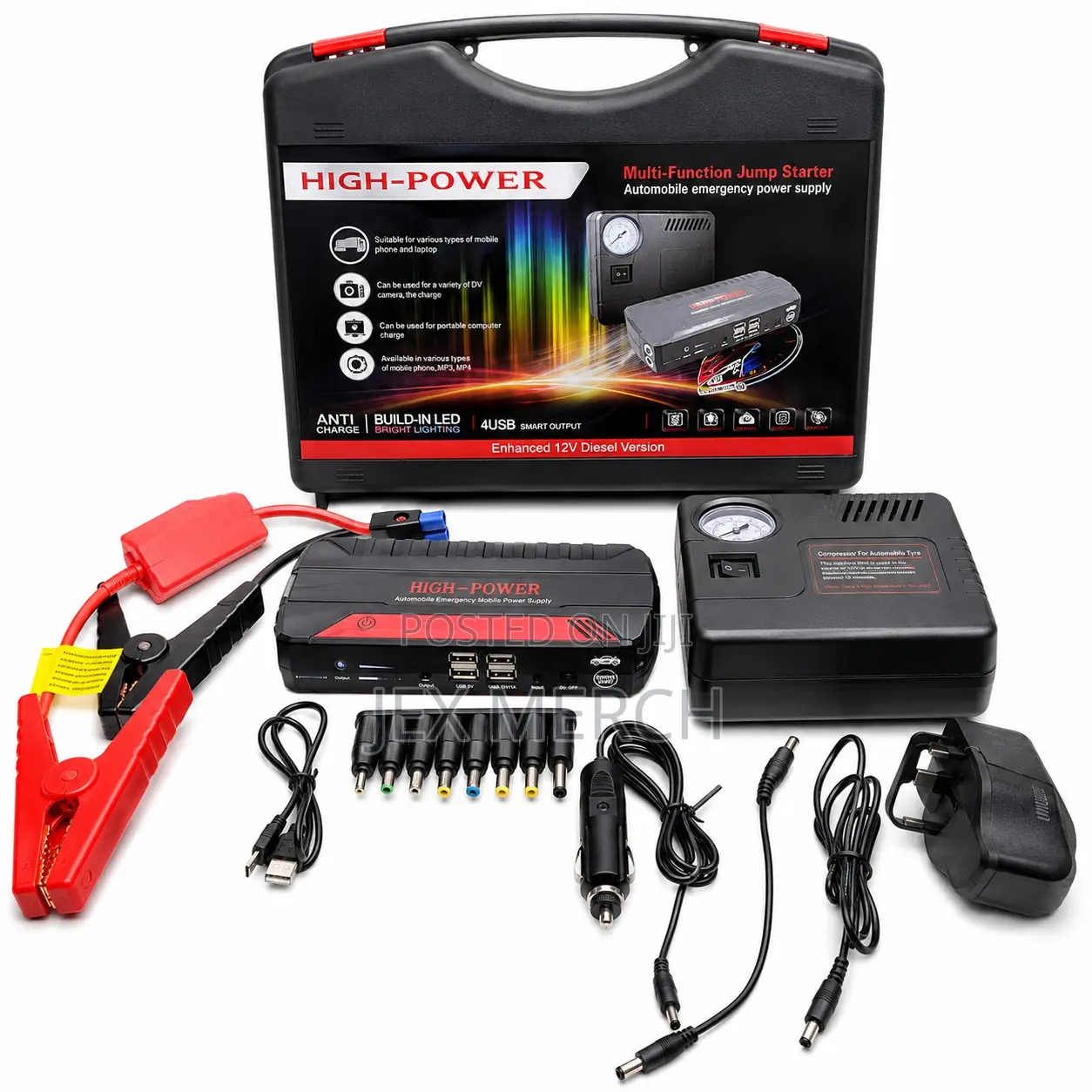 High Power Multi-Function 12V Jump Starter With Air Compressor Pump