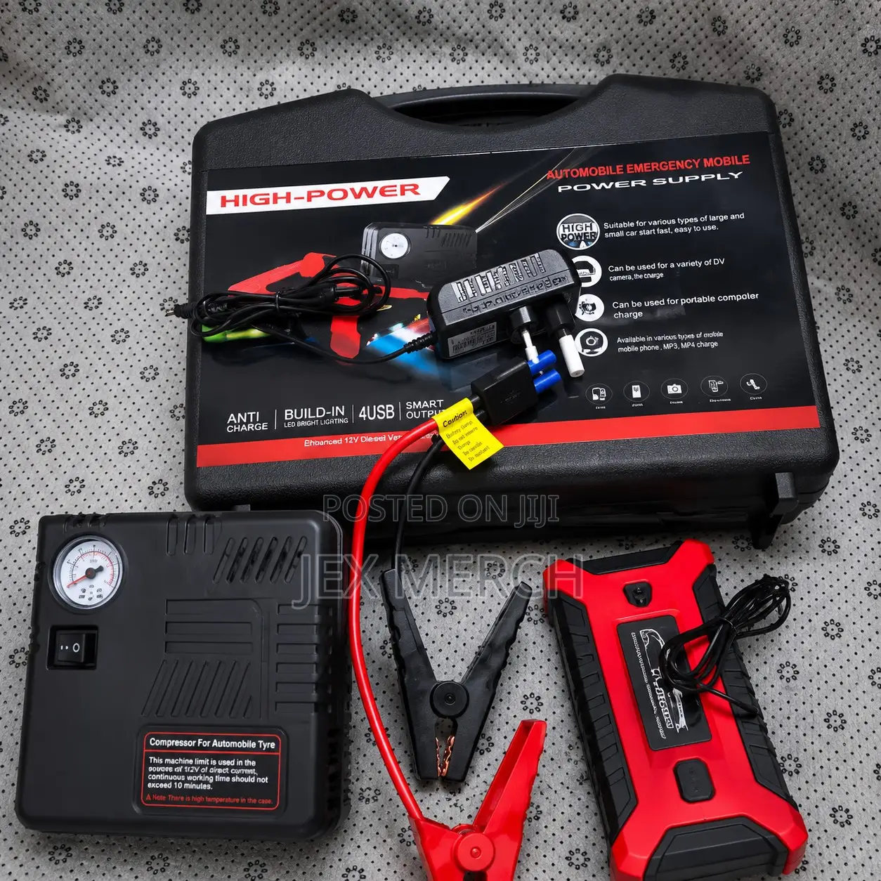 Powerful 12V Car Jump Starter and Air Compressor Pump