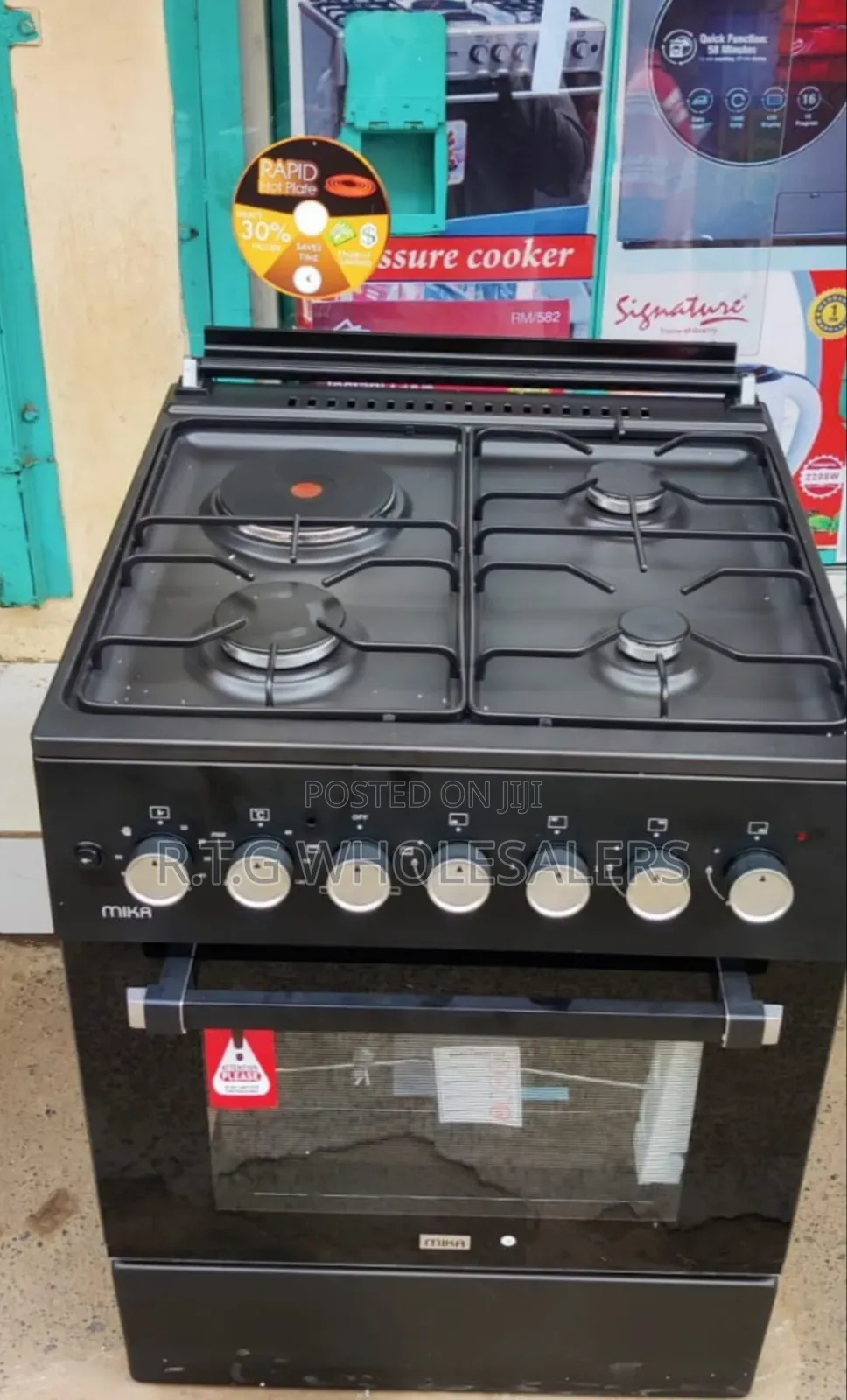 MIKA Standing Cooker 60X60 3+1 Jet Burners Auto Ignition4 Function