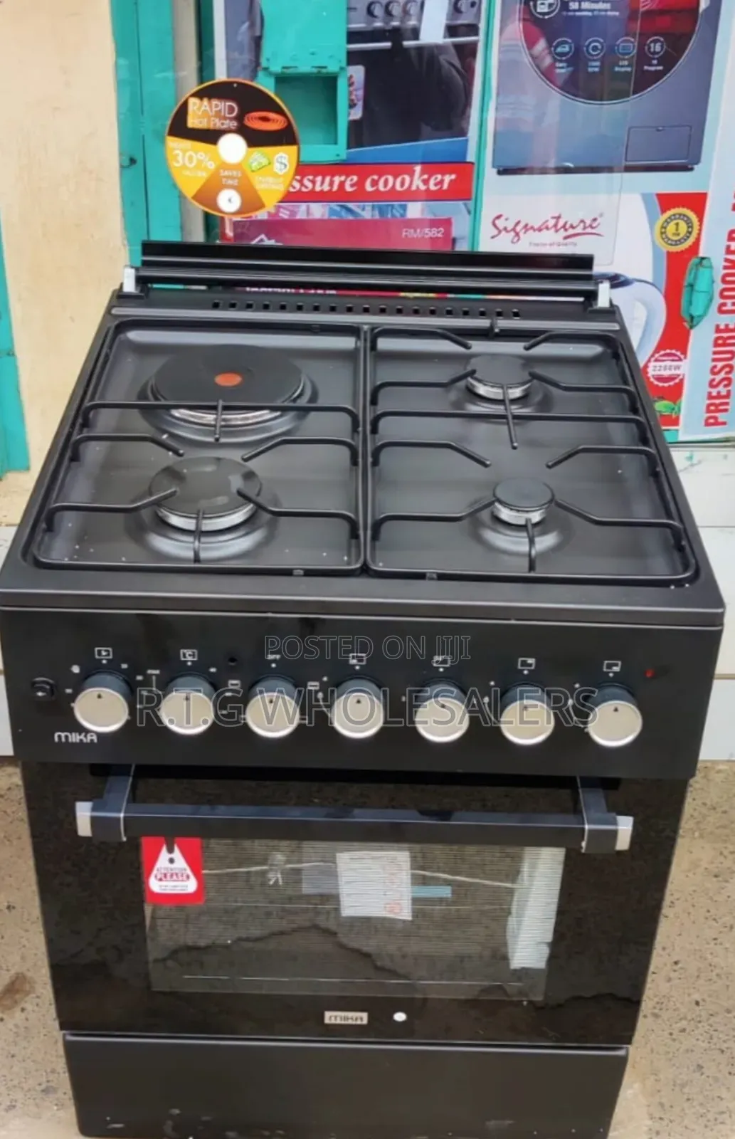 MIKA Standing Cooker 60X60 3+1 Jet Burners Auto Ignition4 Function