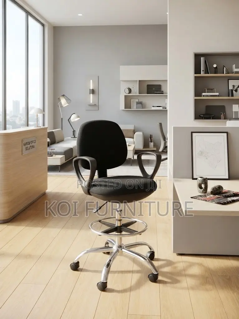 Office Chairs; Mid Backrest High Height Swivel Reception Fabric Chair