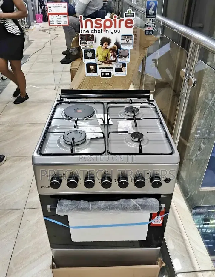 Silver Mika 3+1 Standing Cooker – Gas & Electric Oven