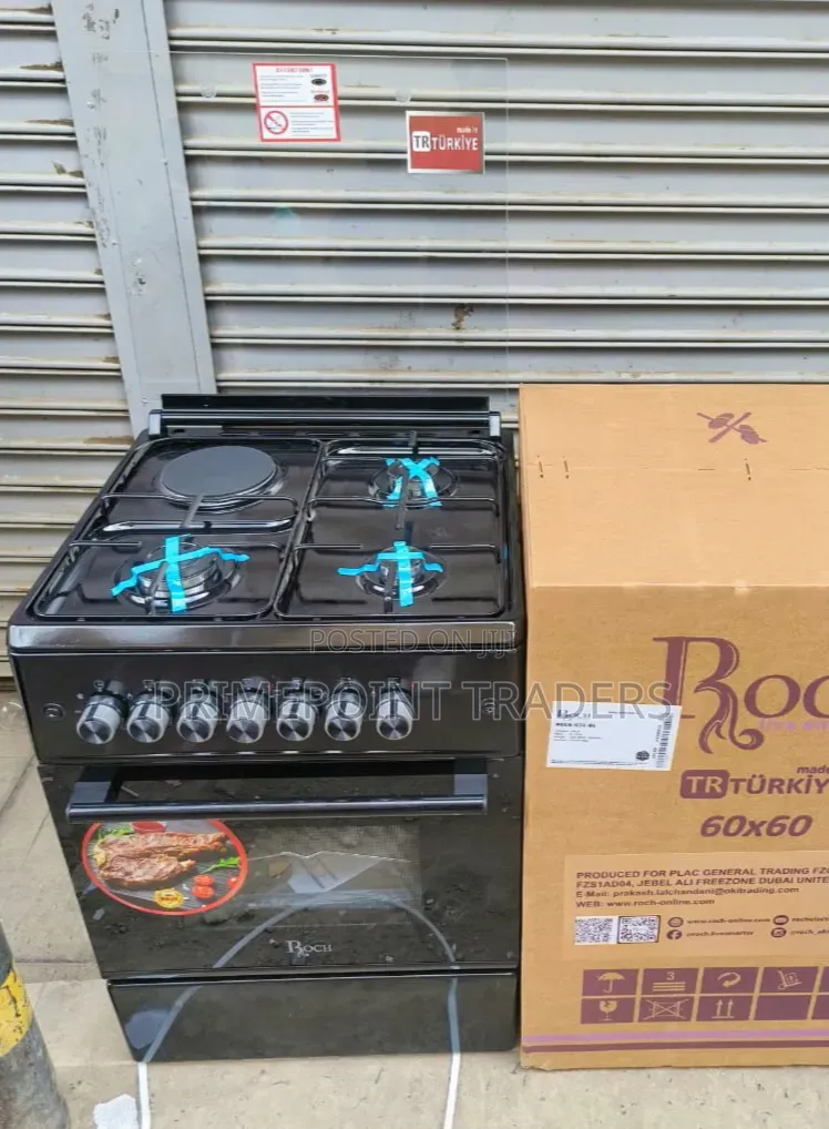 Black Turkey Roch 60×60 Cooker – 3 Gas + 1 Electric Hotplate