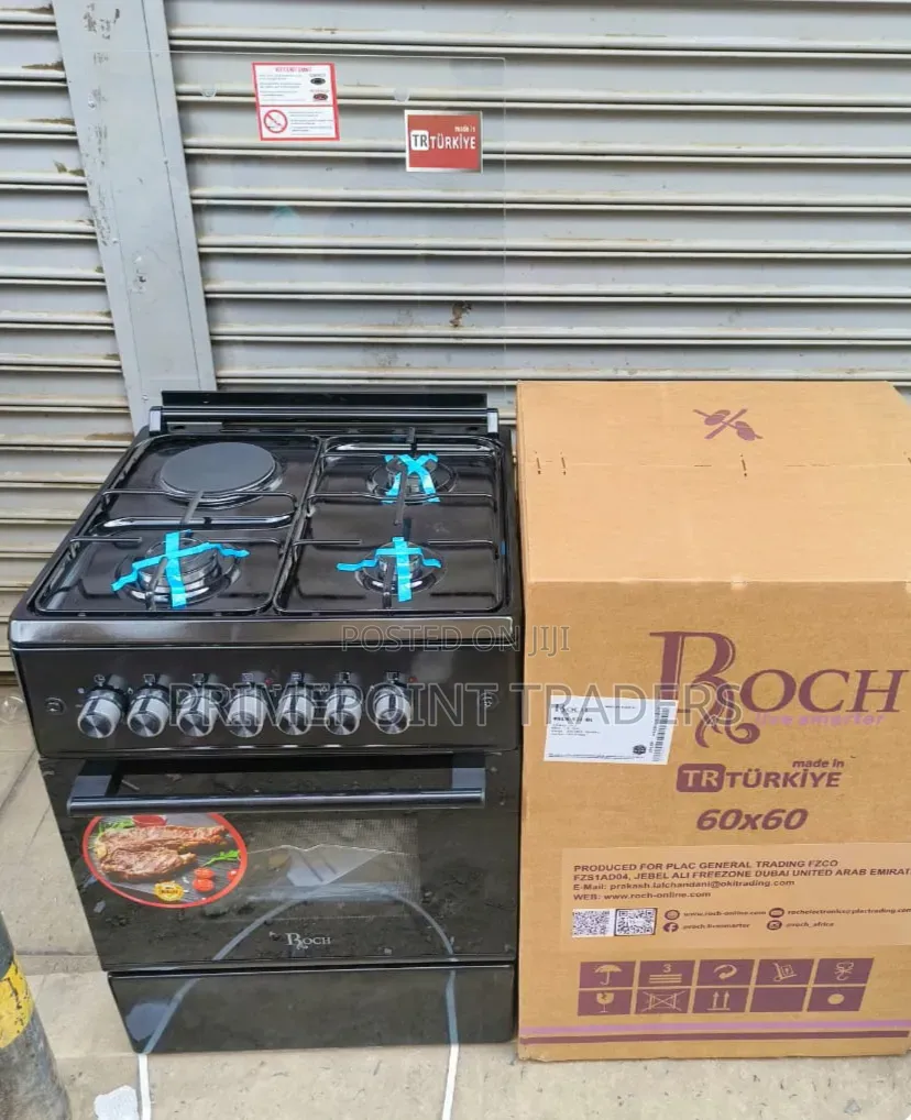 Black Turkey Roch 60×60 Cooker – 3 Gas + 1 Electric Hotplate