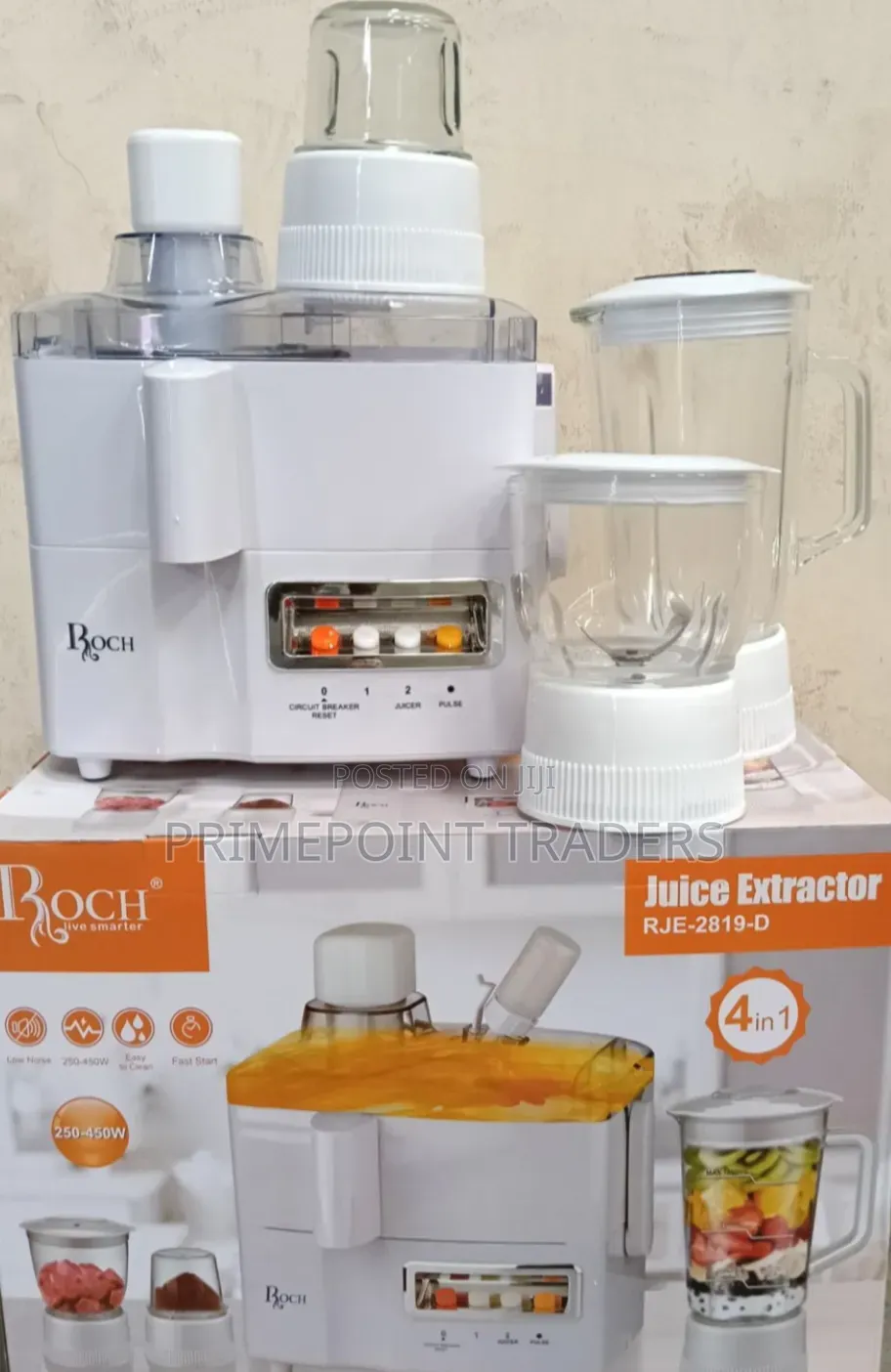 Roch 4-in-1 Food Processor – Juicer, Blender, Grinder & Mill