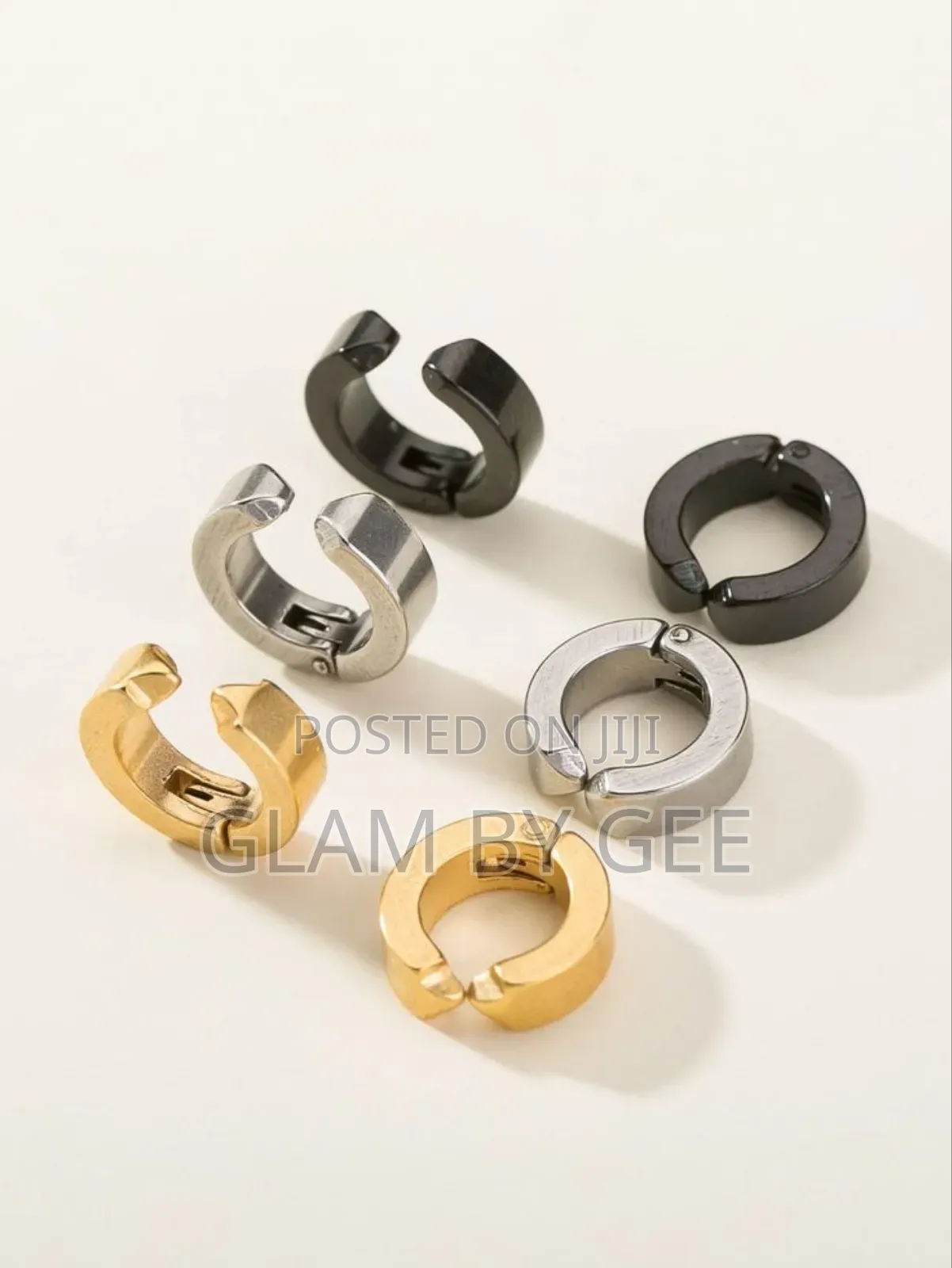 Unisex Stainless Steel Hoop Earrings – Gold, Silver & Black