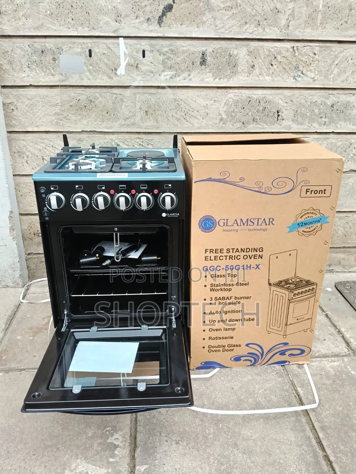 Glamstar Black 50×55 Standing 3+1 Cooker