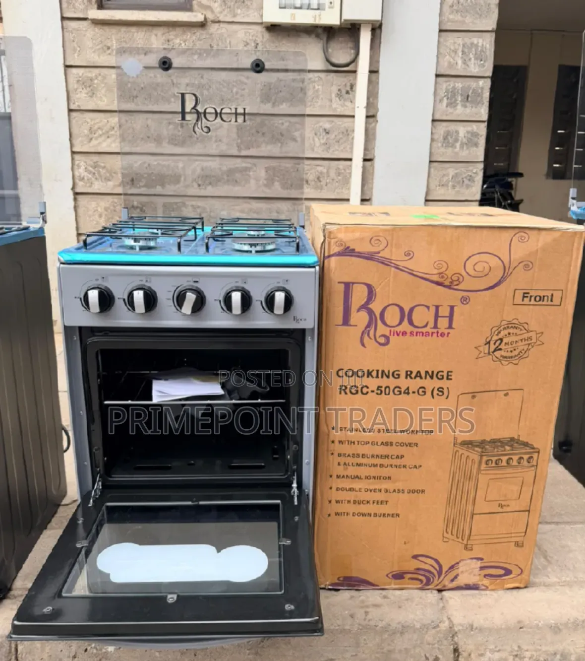 Roch Full Gas Cooker 50×55 – Compact Kitchen Essential