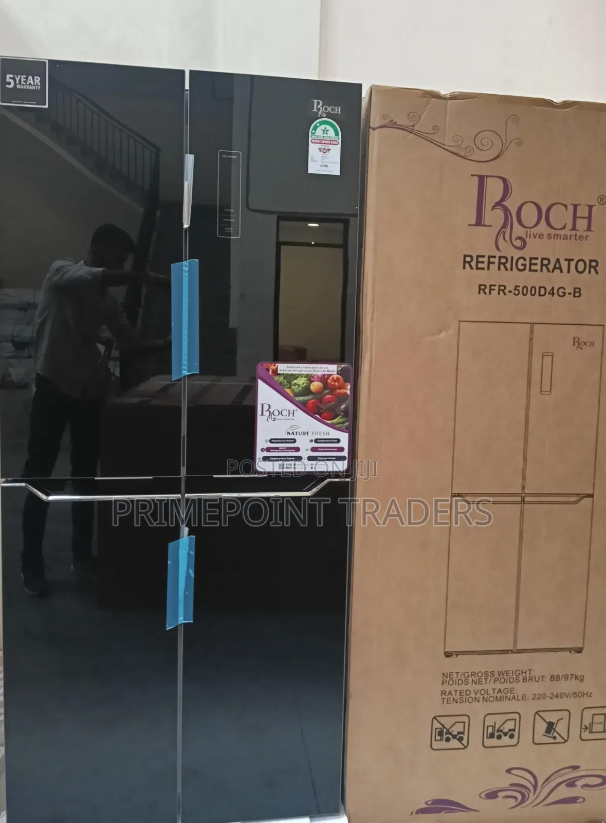 Roch 421 Litres 4-Door Glass Fridge – Large Capacity