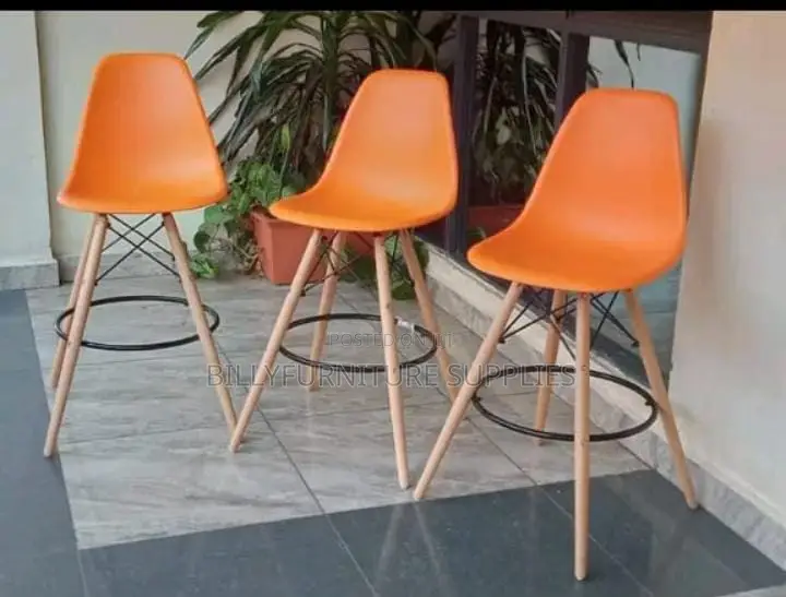 Orange Accent Side Chairs With Wooden Leg