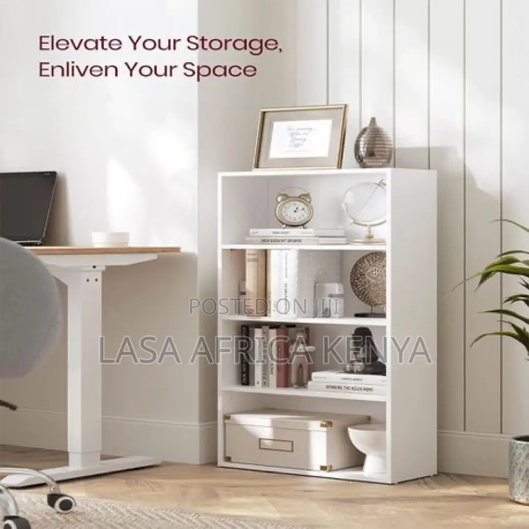 Lazava 4-Tier Bookcase - Compact Wooden Storage. | LASA