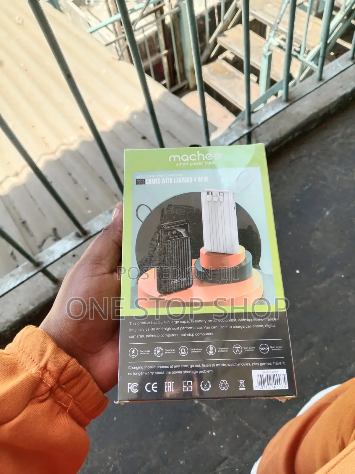 20000mah Machee Powerbank With Integrated Lanyard &4charging Wires