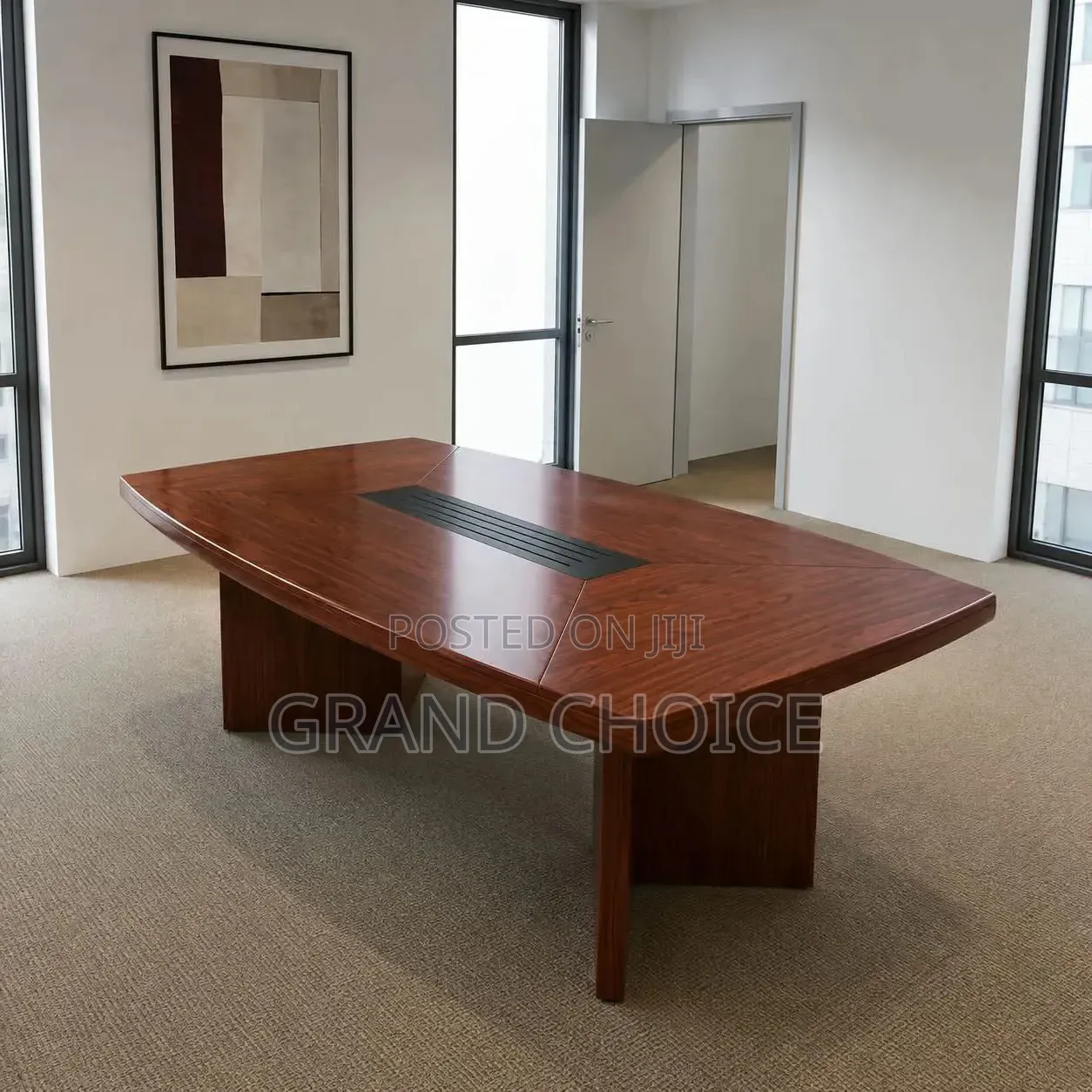 Large Boardroom Meeting Table – Brown Wood Finish