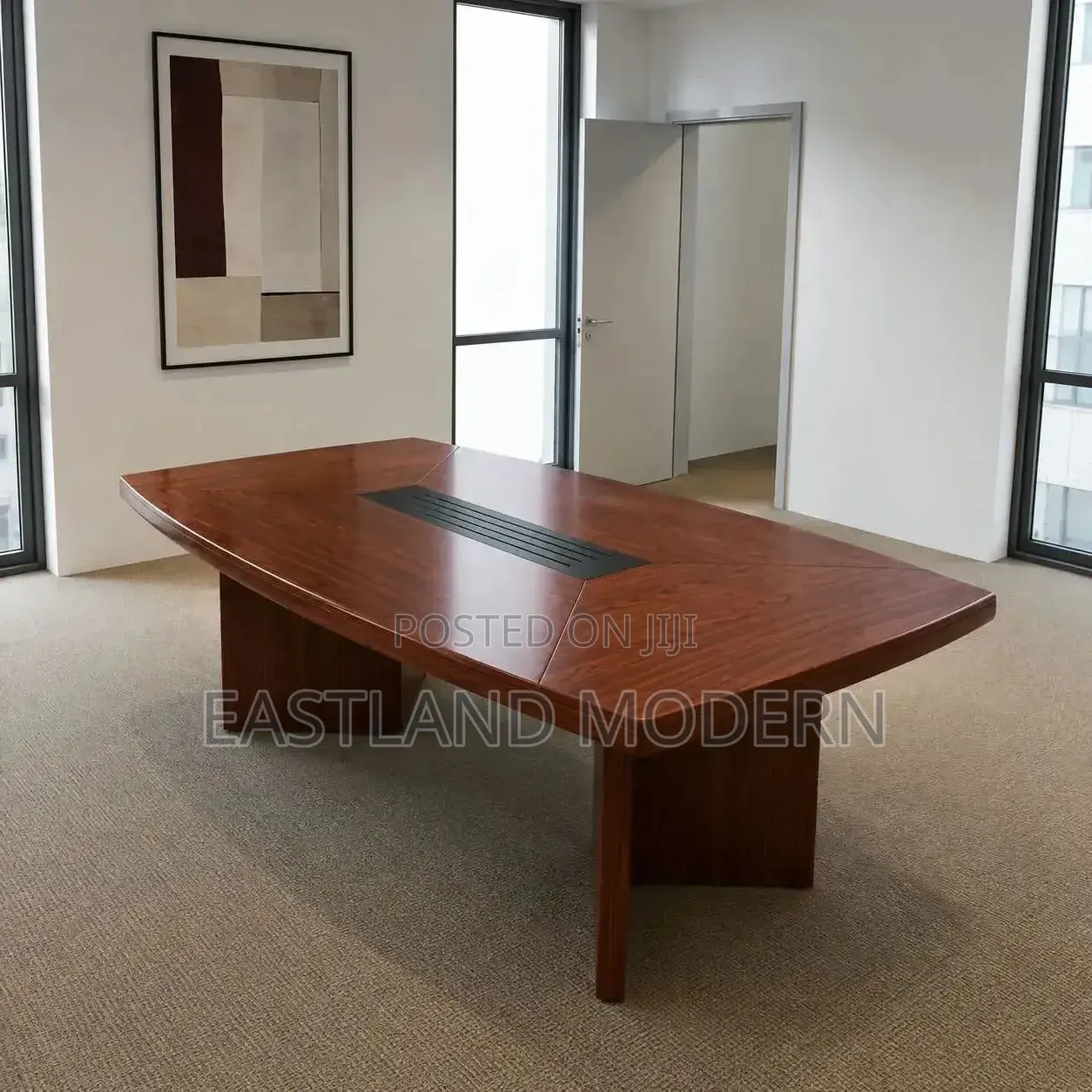 Large Boardroom Meeting Table – Brown Wood Finish
