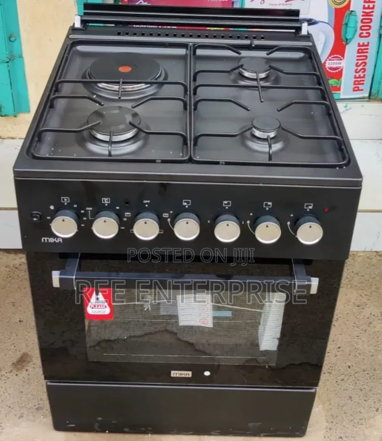 60*60 Black Mika 3gas + 1 Electric With Electric Oven Standing Cooker