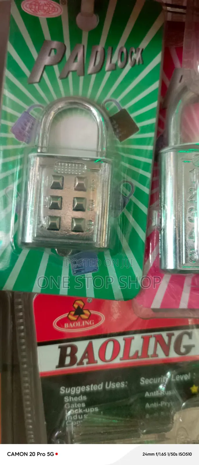 2pcs Password Padlock With Vertical Rows Numbered Press Button