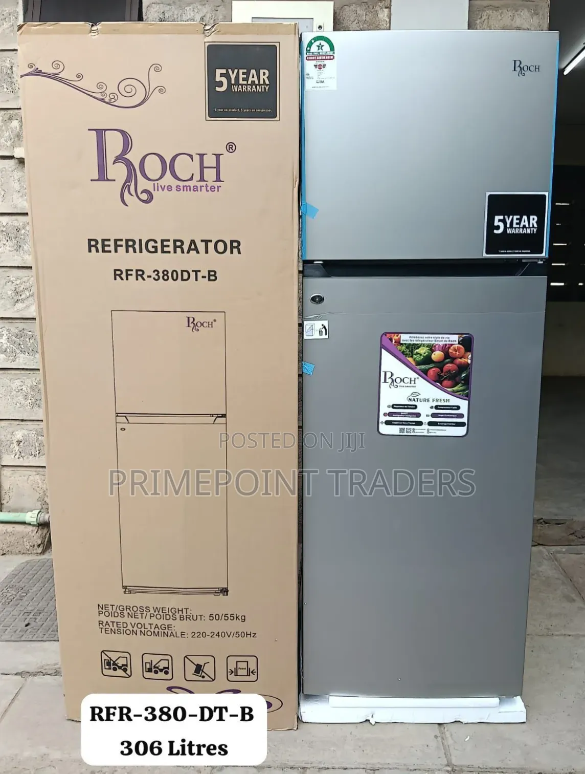 ROCH RFR-380-DT-B 306 Litres 2-Door Refrigerator Reliable & Convenient