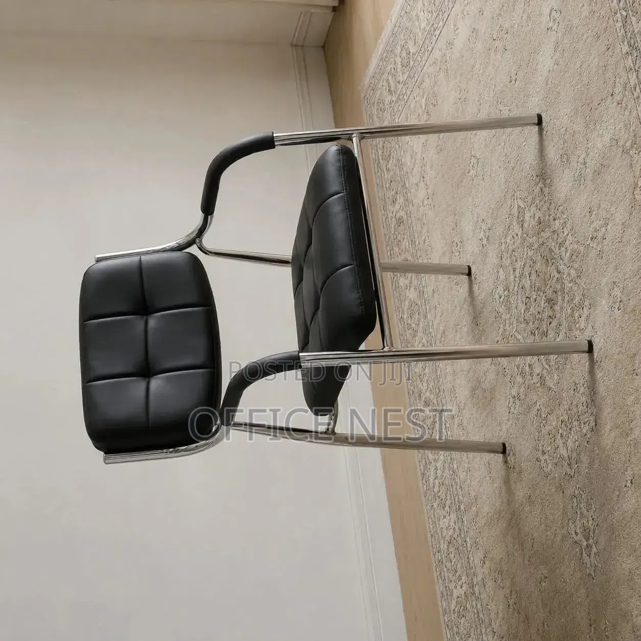 Black Leather Visitor Chair – Chrome Frame