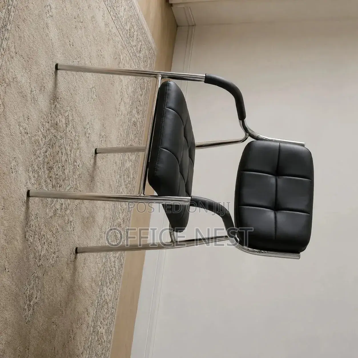 Black Leather Visitor Chair – Chrome Frame