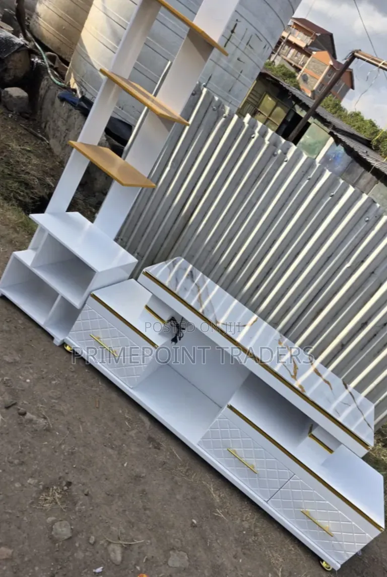 Luxury TV Cabinet With LED Lights & Inbuilt Flower Display