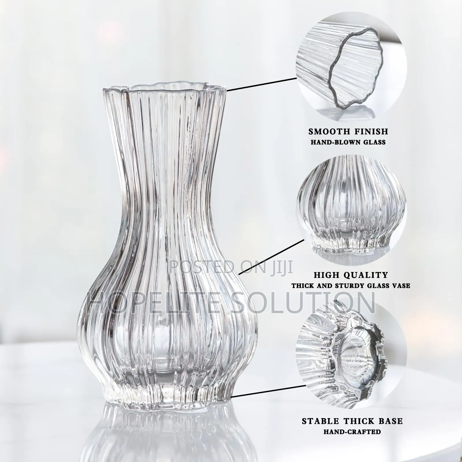 20cm Tall 800ml Glass Flower Vase