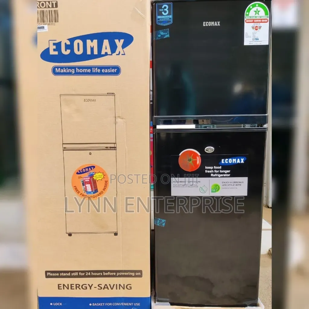 ECOMAX Double Door  Refrigerator - Black 138Litres Energy Saving