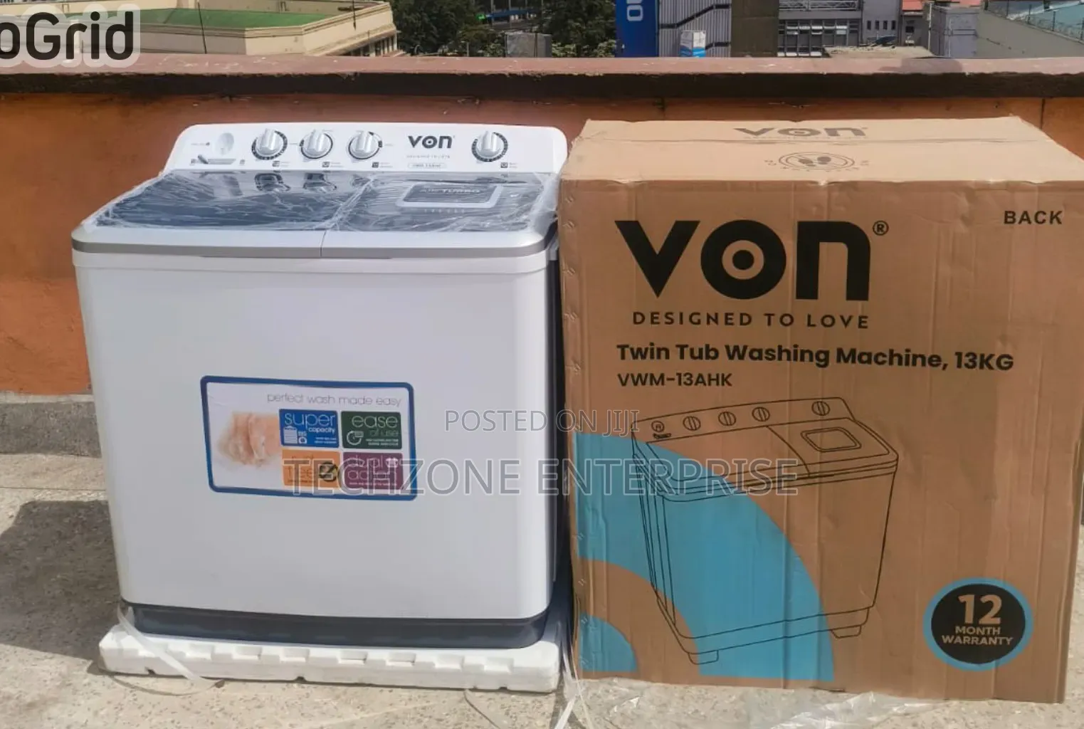 Von 13kgs Twin Tub Washing Machine With Warranty,,