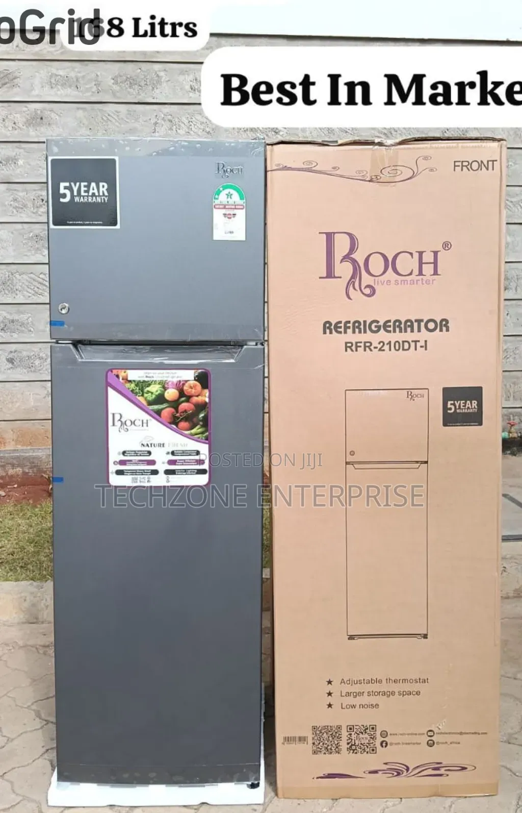 Roch RFR-210-DT-I 2 Door (168 Litres ) Refrigerator, Silver,,