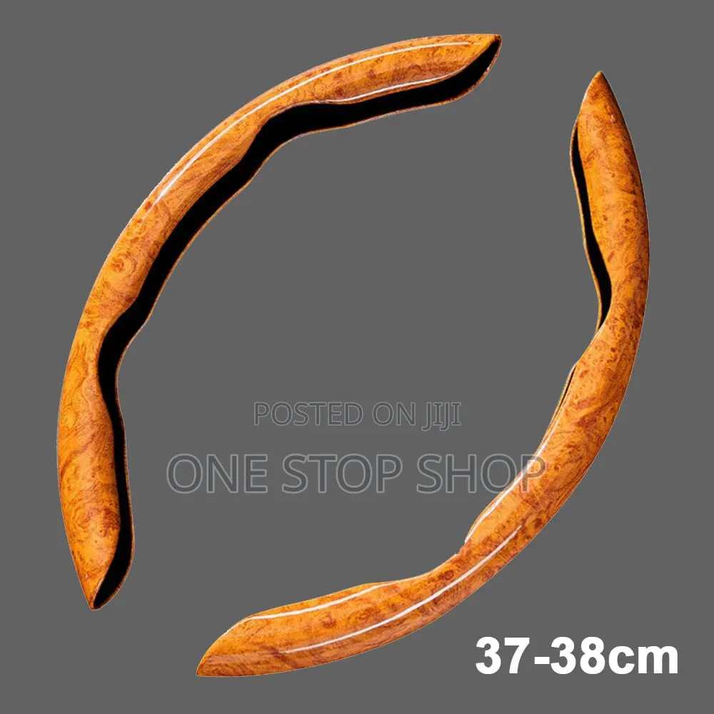 Brown Wood Grain Split Pattern Snap on Segmented Steering Wheel Cover