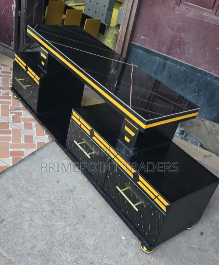 Premium Executive TV Unit With Marble Finish & Light