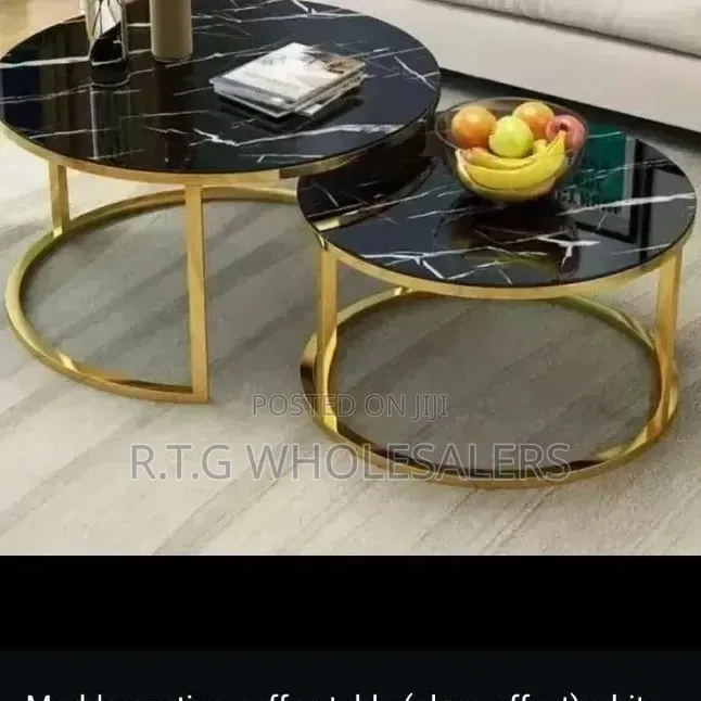 Marble Nesting Coffee Table (Glass Effect) White