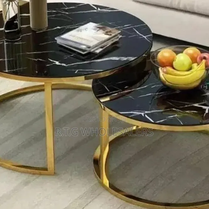 Marble Nesting Coffee Table (Glass Effect) White