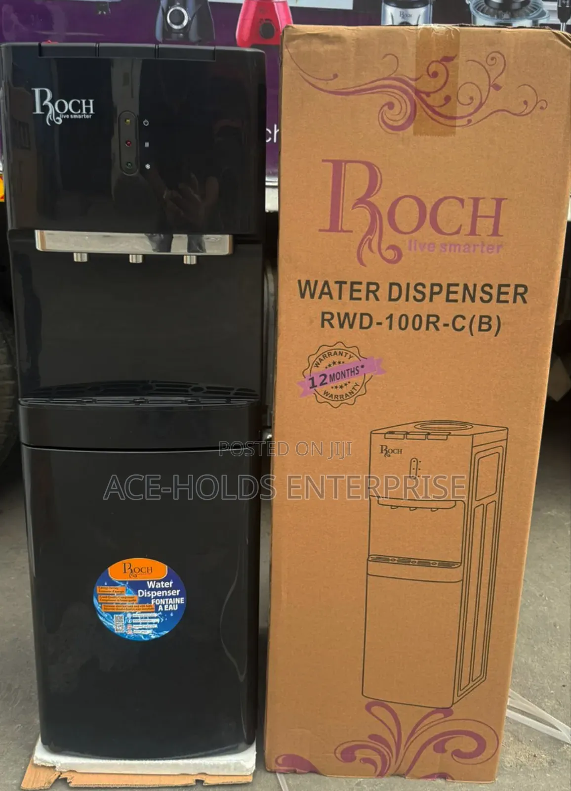 ROCH 3 Taps Water Dispenser - Compressor (Top Load) Black & White