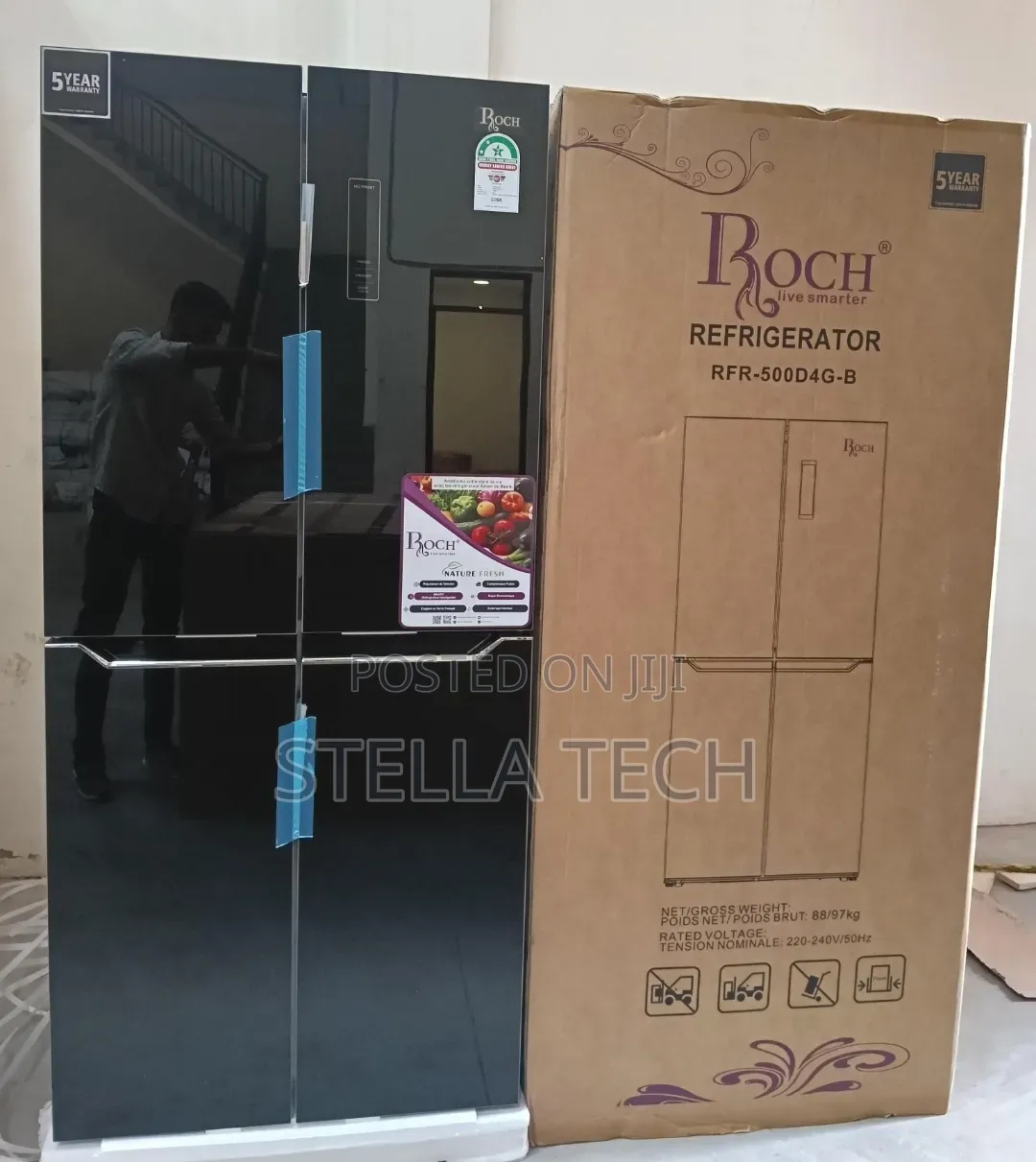 421 Litres GLASS FOUR DOOR Roch Refrigerator
