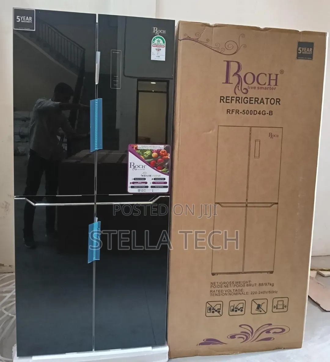 421 Litres GLASS FOUR DOOR Roch Refrigerator