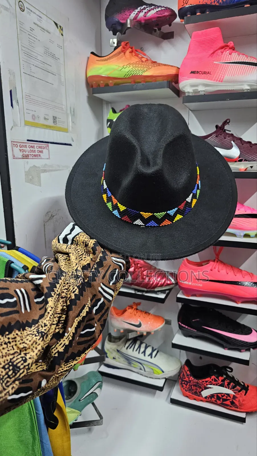 Unisex Black Beaded Fedora Hats