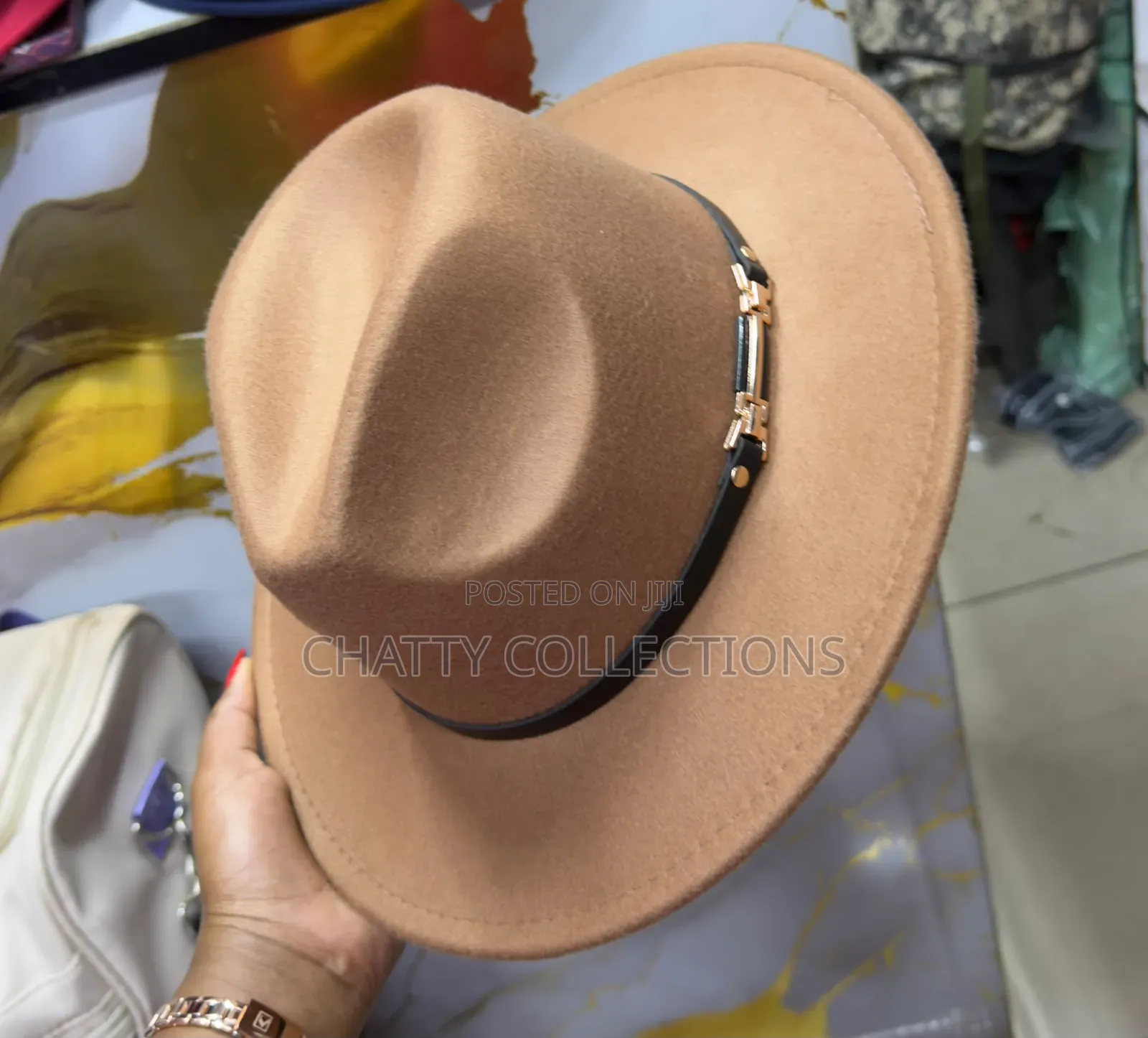 Light Brown Unisex Wide Brim Fedora Hats