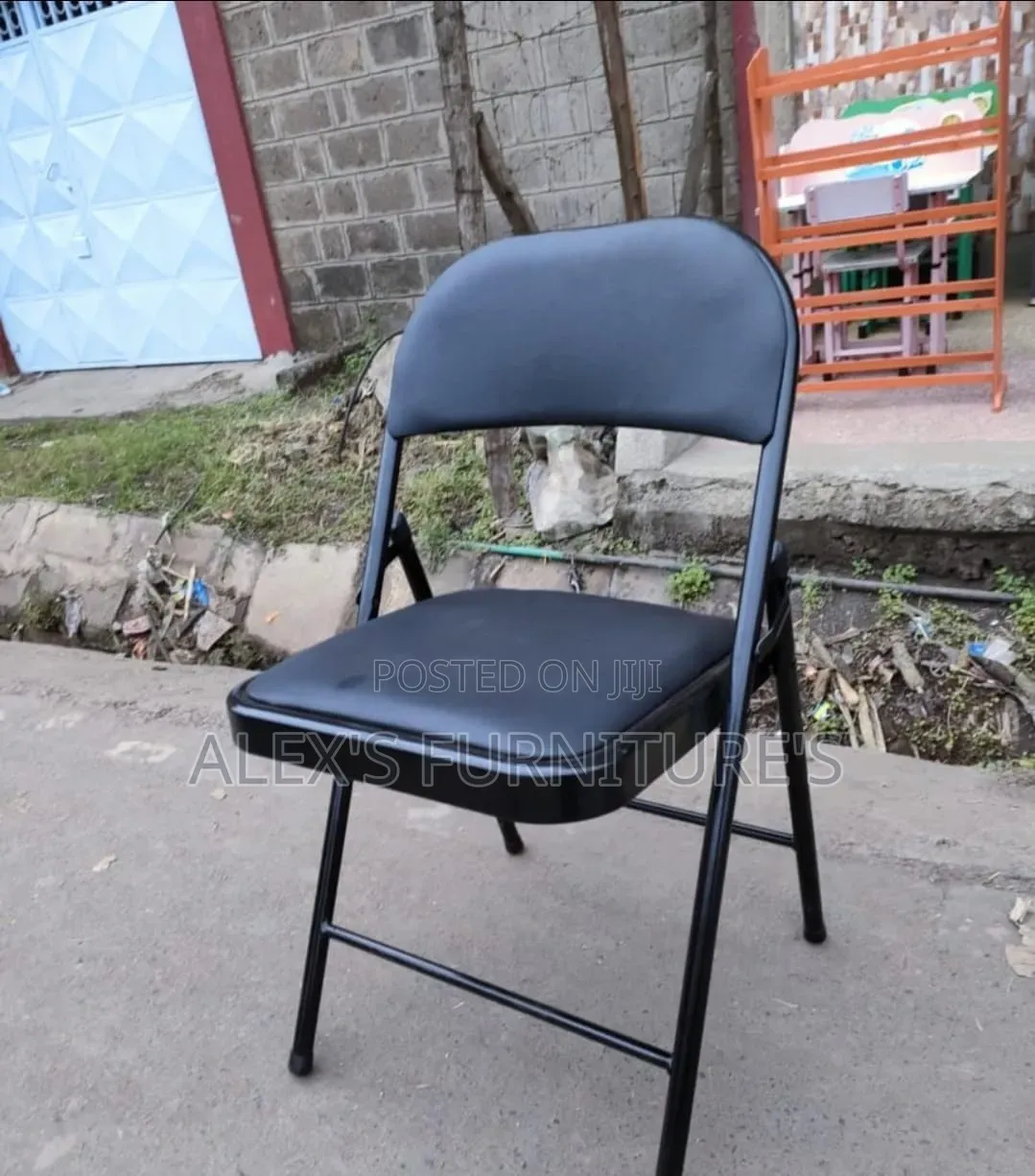 Black Leather Foldable Chairs