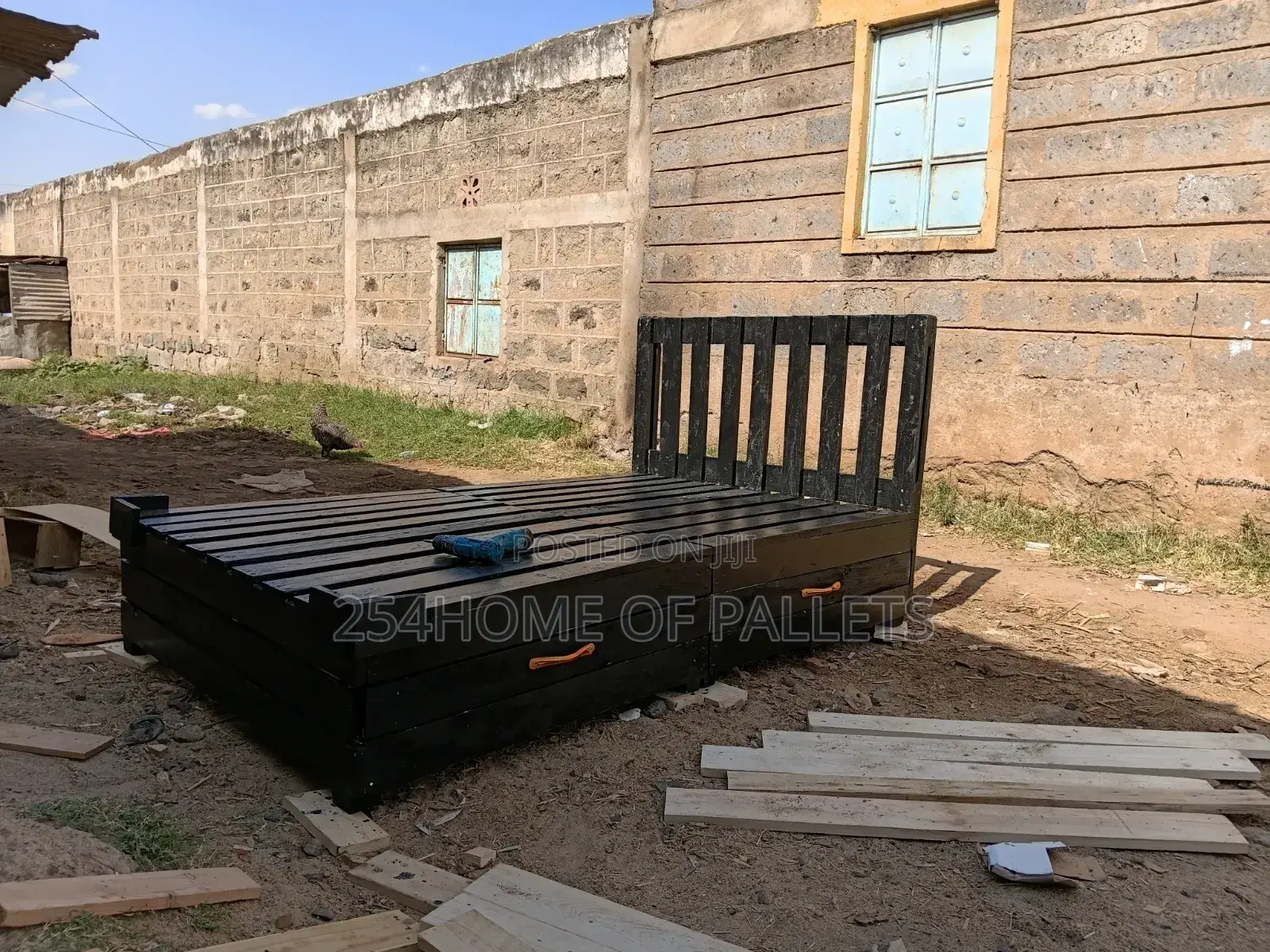 4 by 6 Foldable Pallet Bed With 2 Storage  Drawers