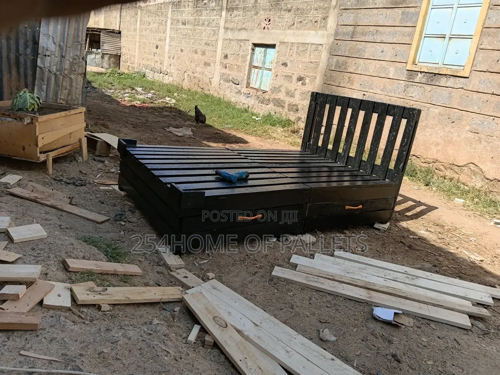 4 by 6 Foldable Pallet Bed With 2 Storage  Drawers