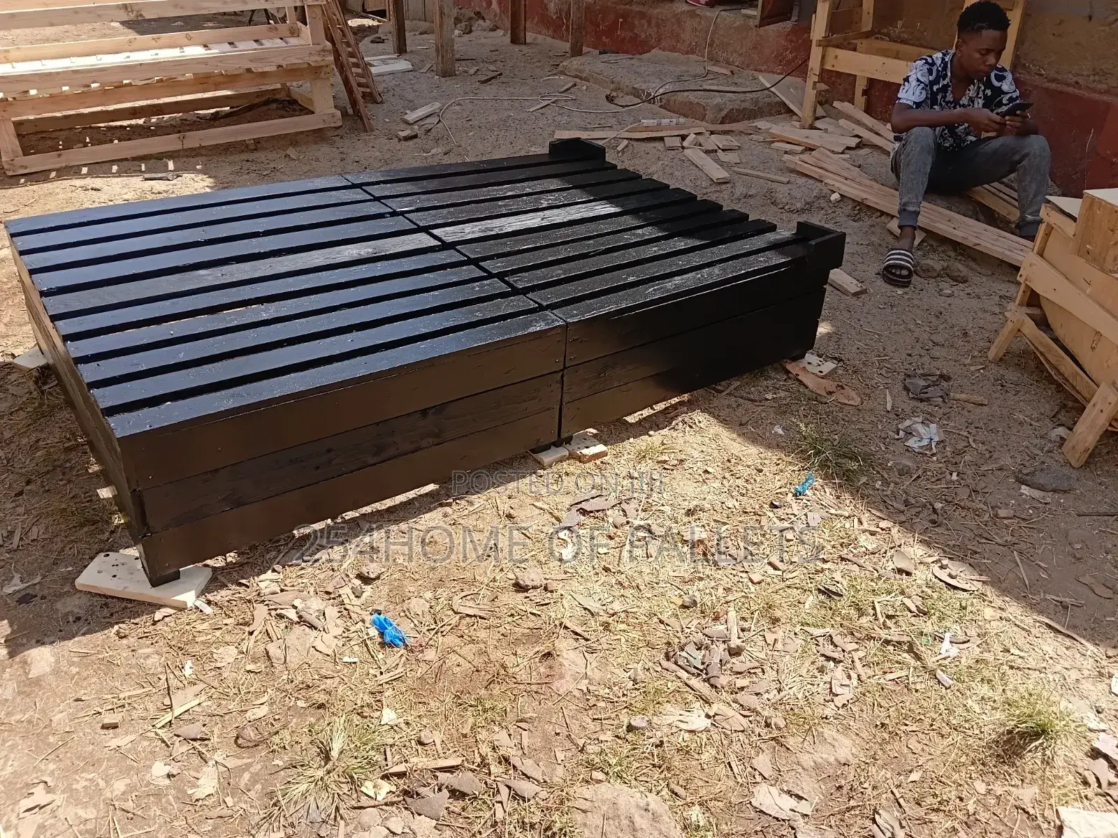 4 by 6 Foldable Pallet Bed With 2 Storage  Drawers