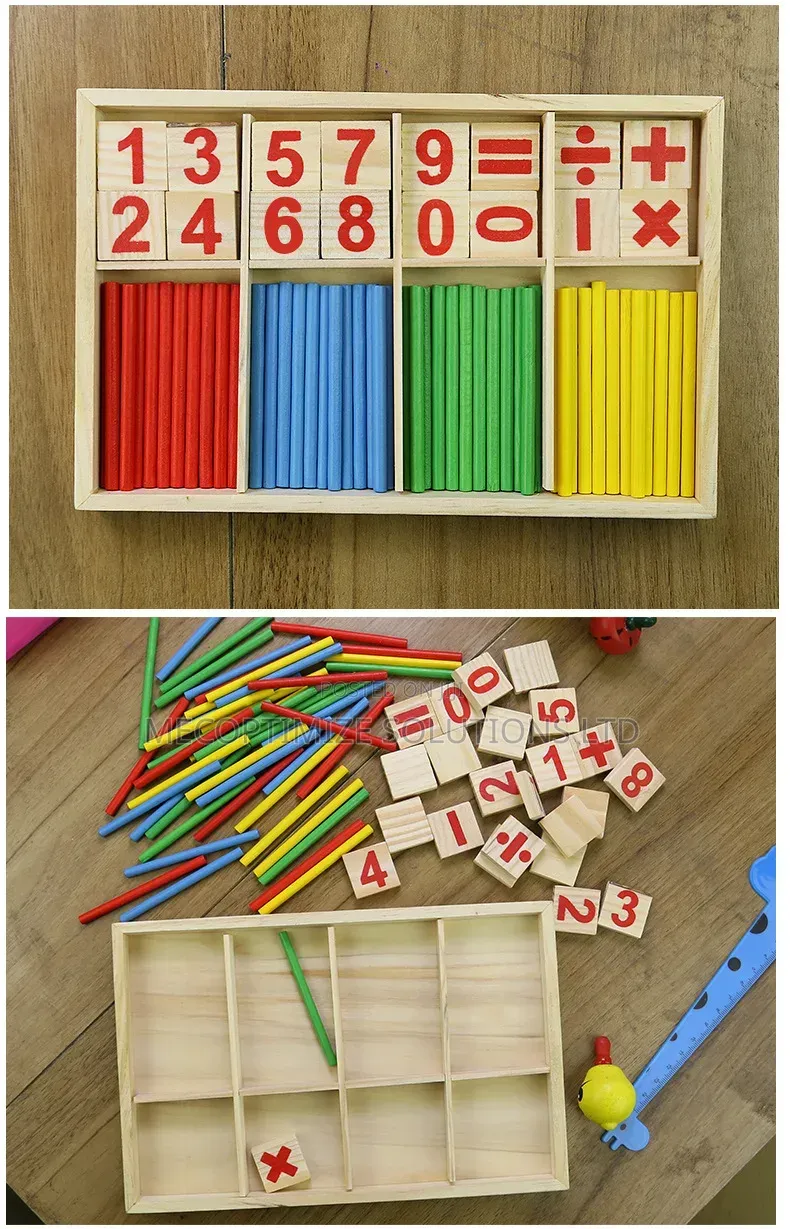 Montessori Wooden Math Intelligence Sticks Counting Rods Puzzle Toy