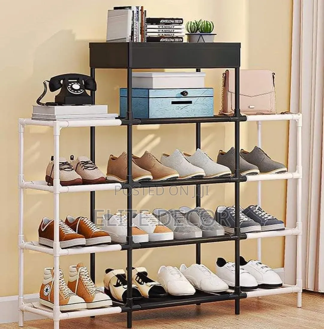5-Tier Multi-Functional Shoe Rack With Top Storage Compartment