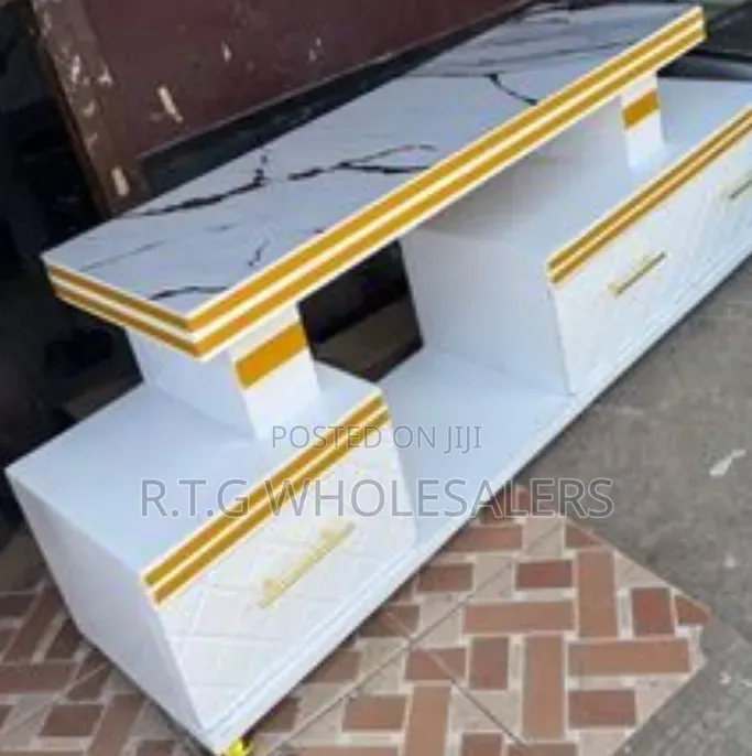 Executive TV Stand With Marble Coating and Light @