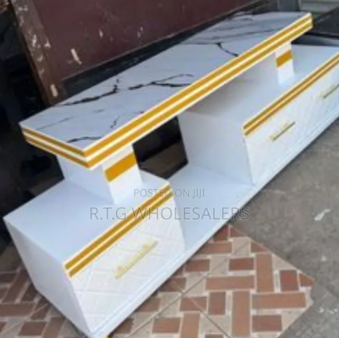 Executive TV Stand With Marble Coating and Light @