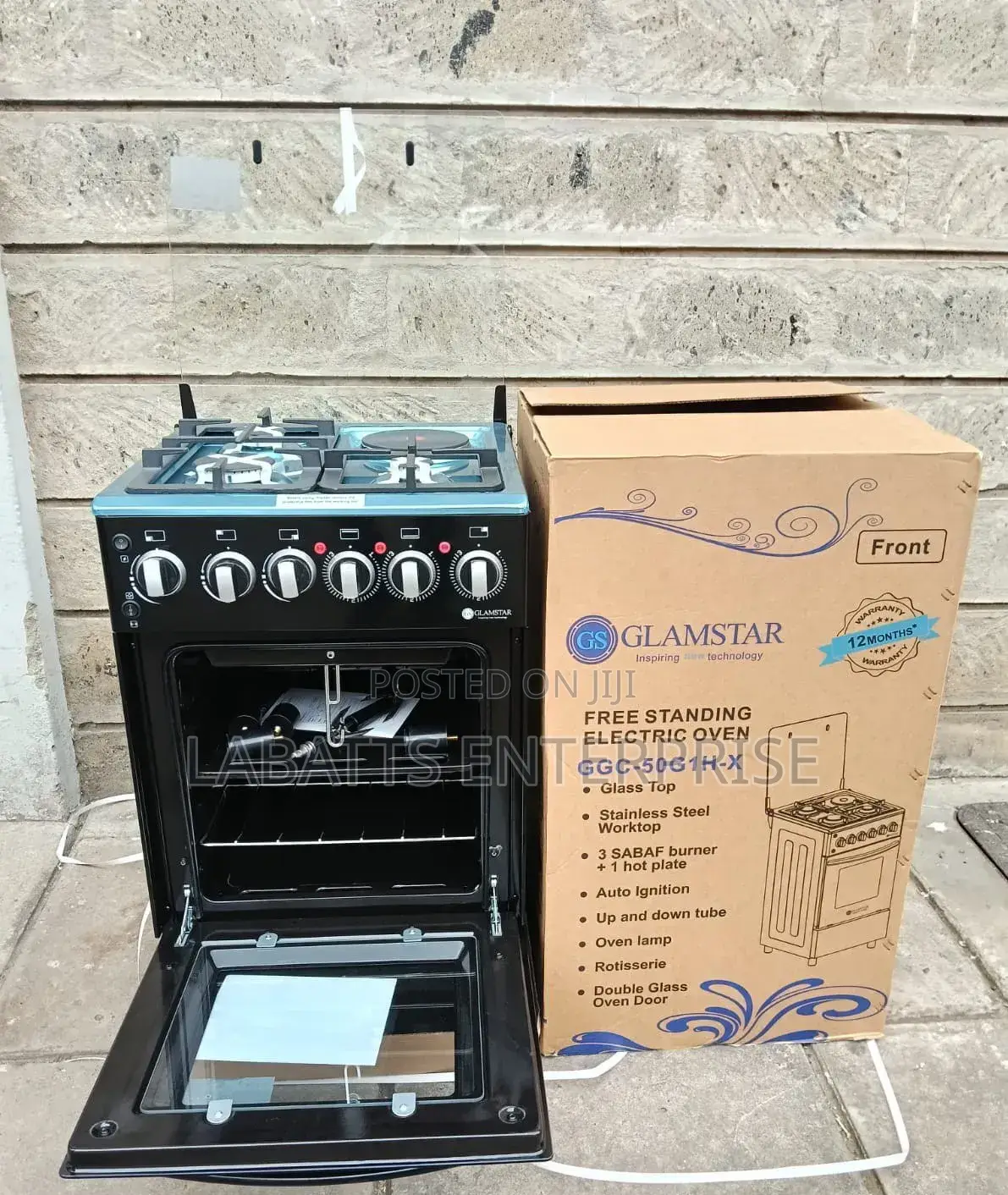 50*55 Glamstar Black Standing Cooker 3+1hot Plate