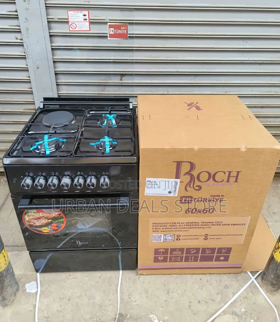 Turkey Roch Black Standing Cooker 60×60 Cm | 3 Gas + 1 Electric