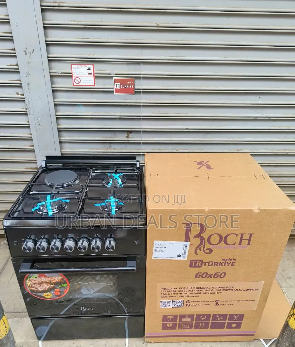 Turkey Roch Black Standing Cooker 60×60 Cm | 3 Gas + 1 Electric